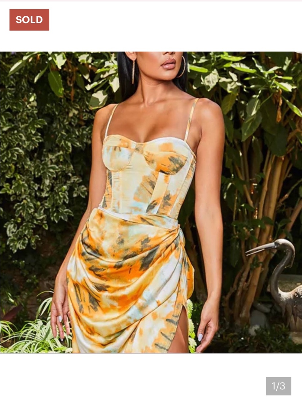 nwt prettylittlething | orange tie dye print structured corset top size 10